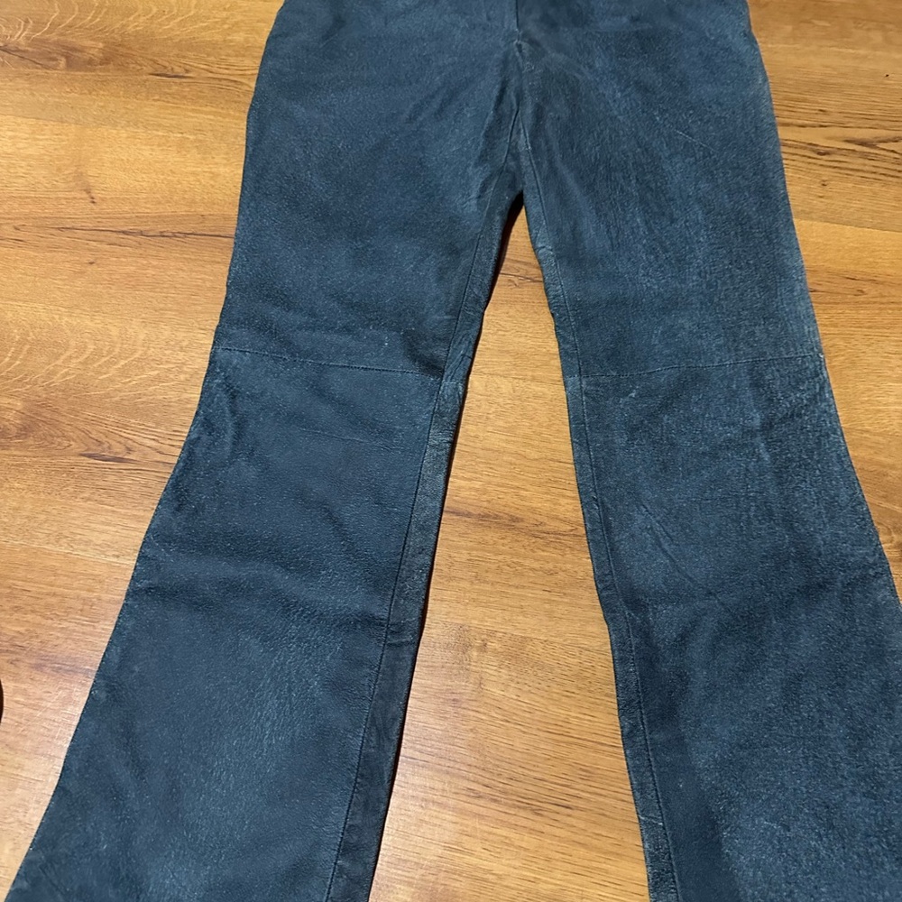 Gianni Versace Women’s Blue Leather Pants 32 Inch Waist